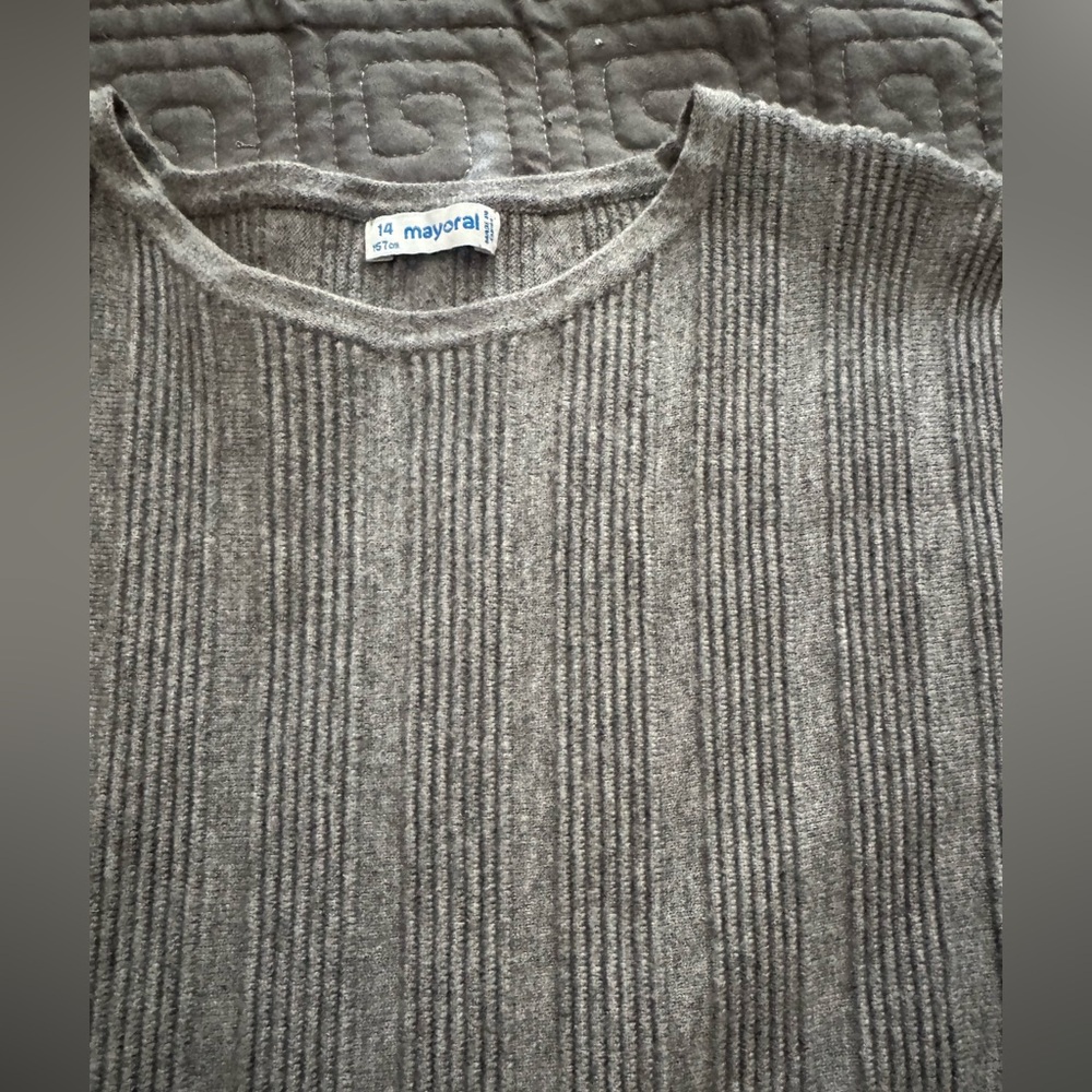 Girls Mayoral Long Sleeve Gray Dress - Picture 2 of 5